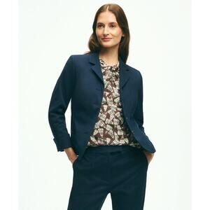 New Brooks Brothers Blazer Womens 6 Blue Navy Cotton Dobby Lined 4 Button